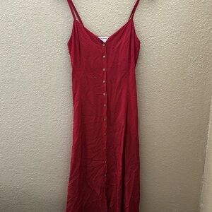 Chic Red Button-Front Maxi Dress